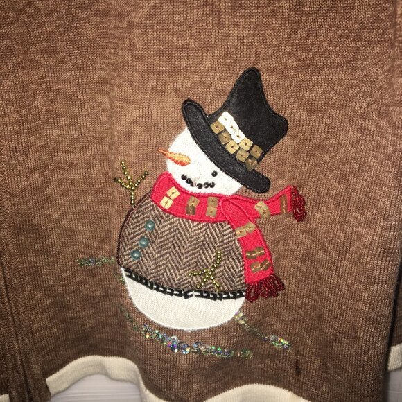 Mercer Street Studio Snowman Cardigan Medium Christmas Sweater - Picture 4 of 14